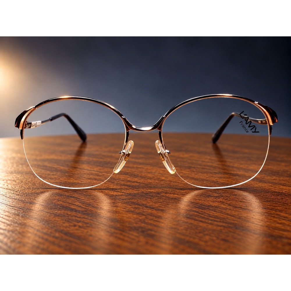 L'Amy France Nancy Half Rim Eyeglasses Silver Tone Soft Square Round 51-17 NOS